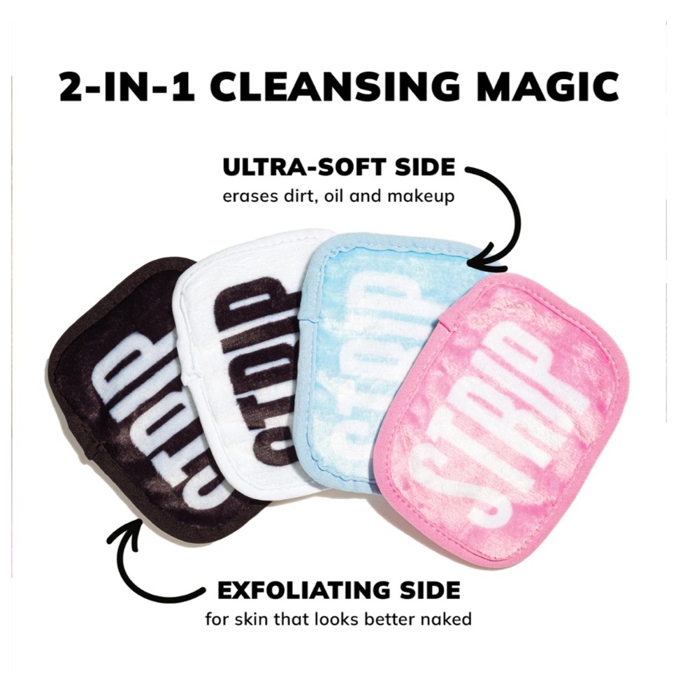 NEW 7 Reusable Cleansing Wipes 2-sided washable microfiber cloths + washbag